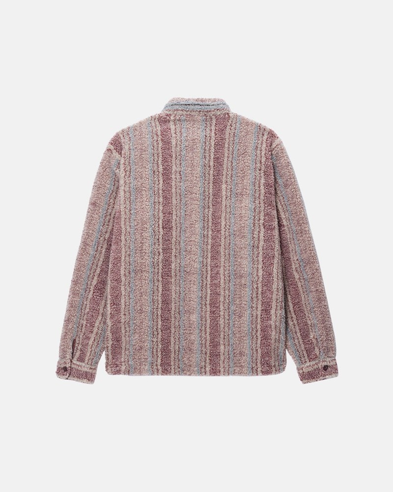 Agasalhos Stussy STRIPED SHERPA Rosa | 97402-PNXK