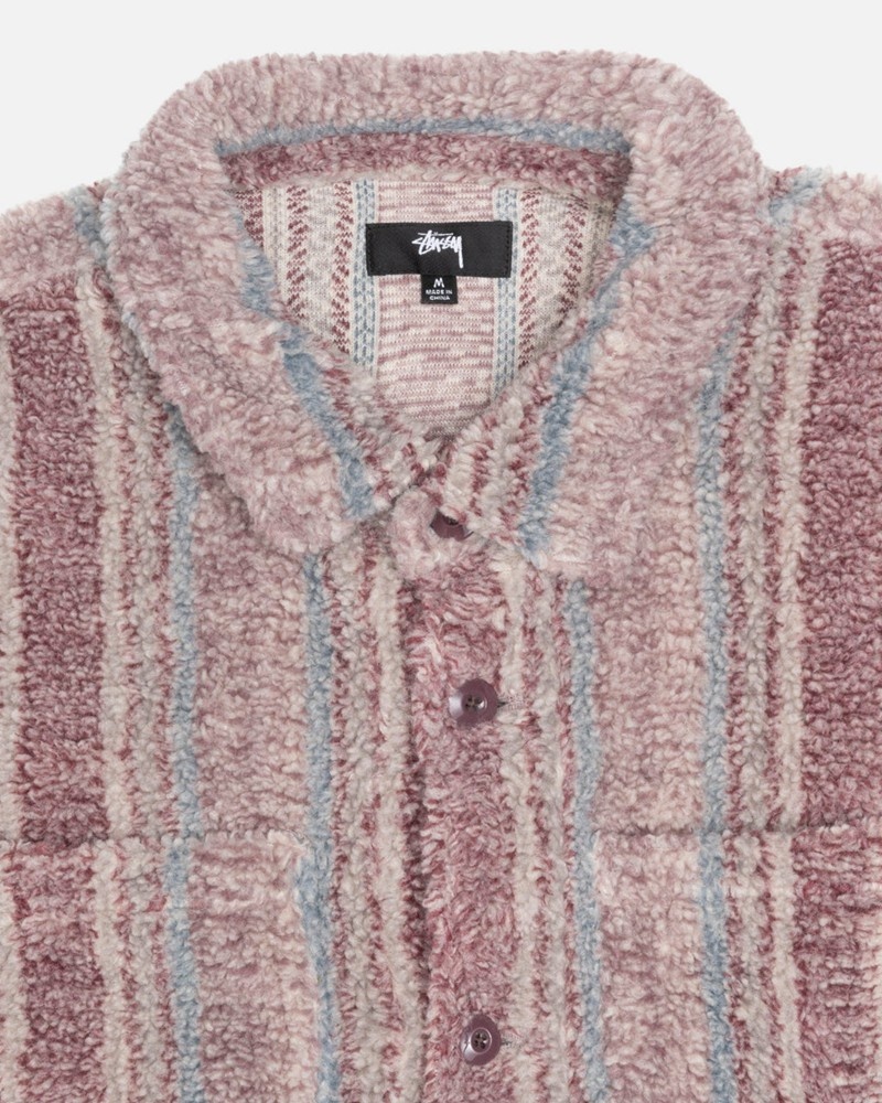 Agasalhos Stussy STRIPED SHERPA Rosa | 97402-PNXK