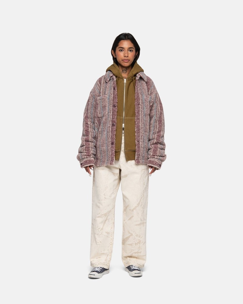 Agasalhos Stussy STRIPED SHERPA Rosa | 97402-PNXK