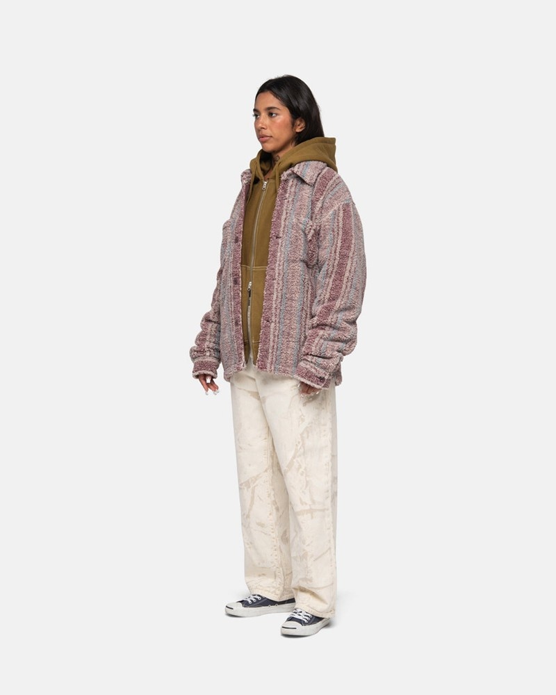 Agasalhos Stussy STRIPED SHERPA Rosa | 97402-PNXK