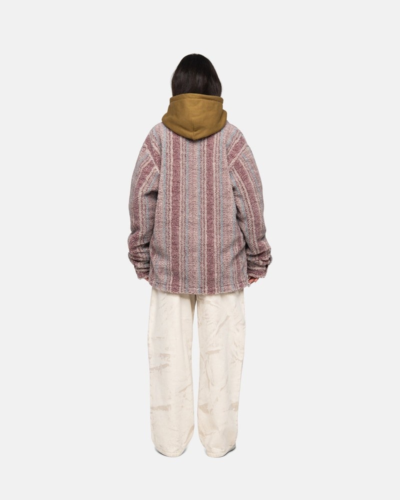 Agasalhos Stussy STRIPED SHERPA Rosa | 97402-PNXK