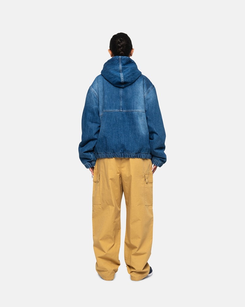 Agasalhos Stussy WORK JACKET DENIM SHERPA Azuis | 81469-OPCX