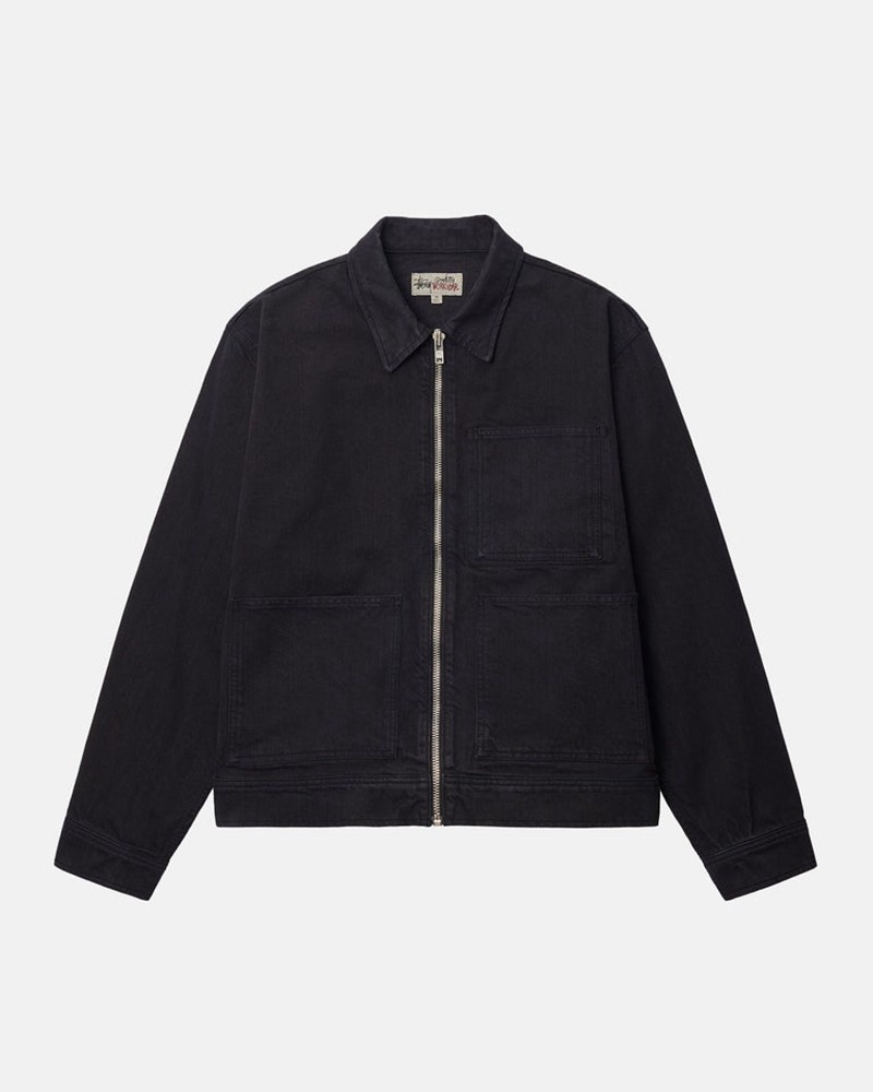 Agasalhos Stussy ZIP WORK JACKET OVERDYED Pretas | 89052-FBVC