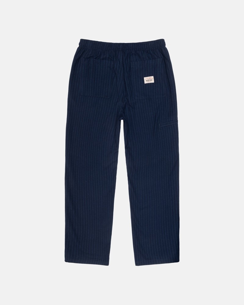 Calças Stussy BEACH PANT WOOL STRIPE Azul Marinho | 75821-WYDB