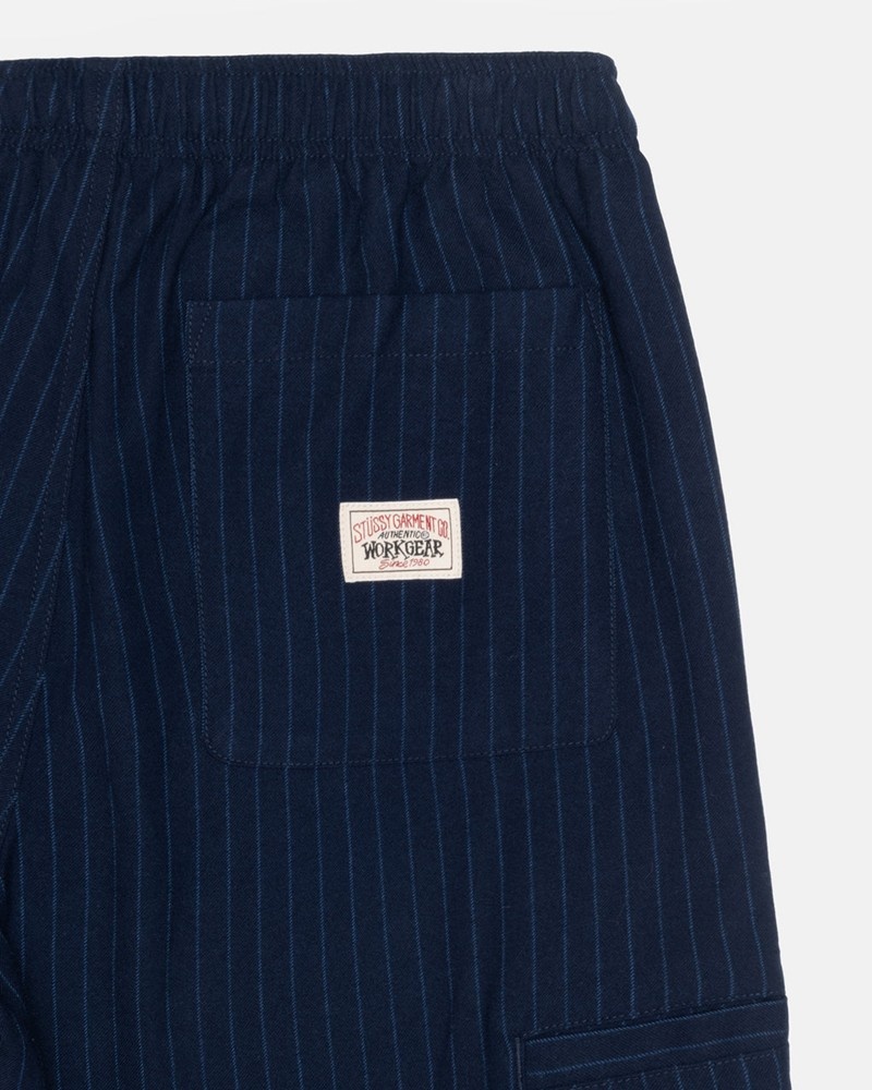 Calças Stussy BEACH PANT WOOL STRIPE Azul Marinho | 75821-WYDB