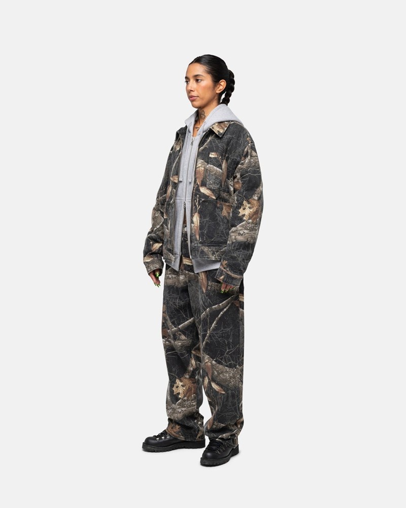 Calças Stussy BIG OL' JEAN REALTREE EDGE Pretas | 73642-BWED