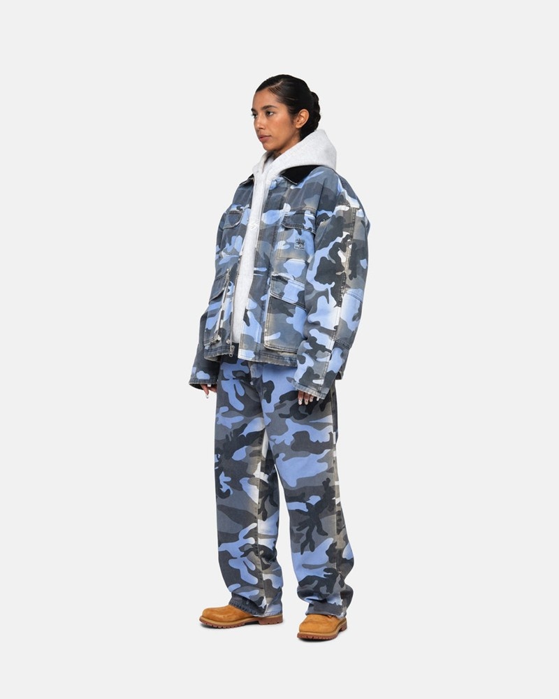 Calças Stussy BIG OL' JEAN SPRAY DYE CANVAS Azuis Camufladas | 97823-UHAK