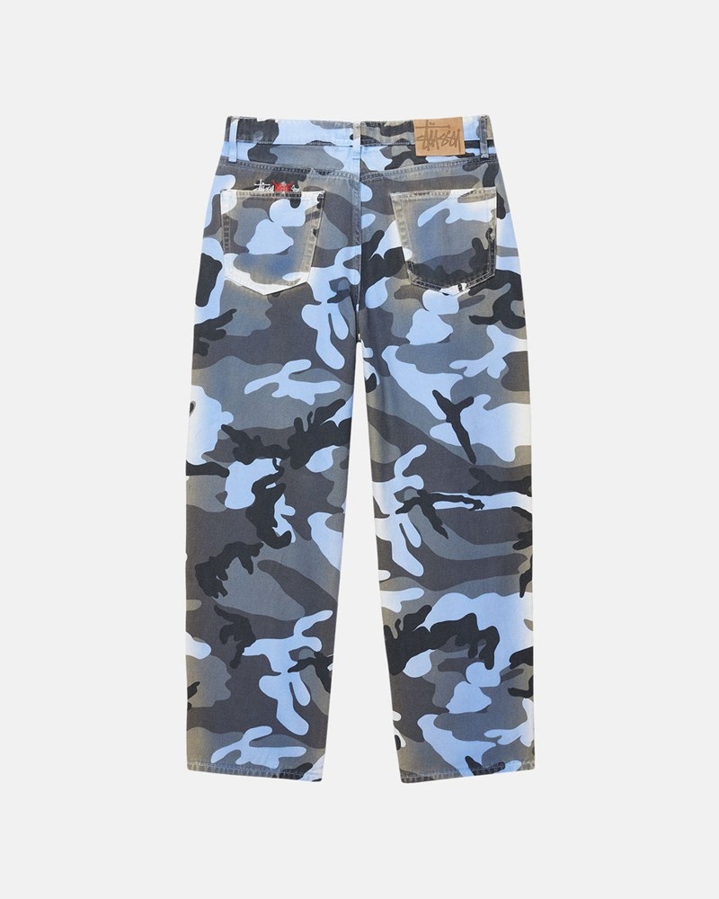 Calças Stussy BIG OL' JEAN SPRAY DYE CANVAS Azuis Camufladas | 97823-UHAK