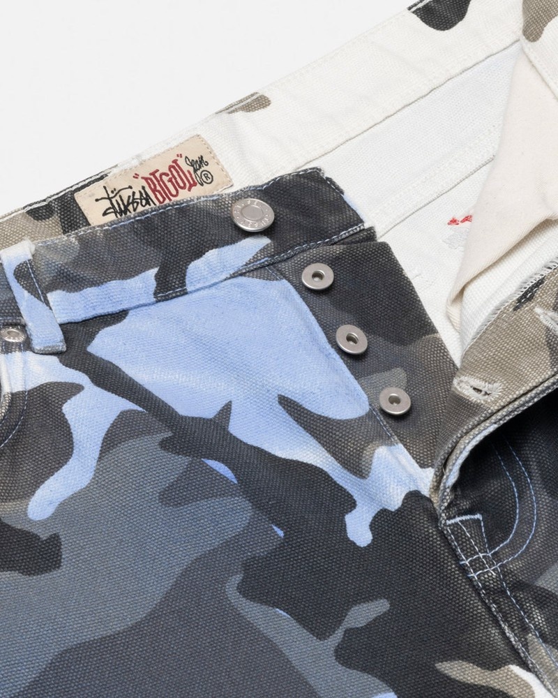 Calças Stussy BIG OL' JEAN SPRAY DYE CANVAS Azuis Camufladas | 97823-UHAK