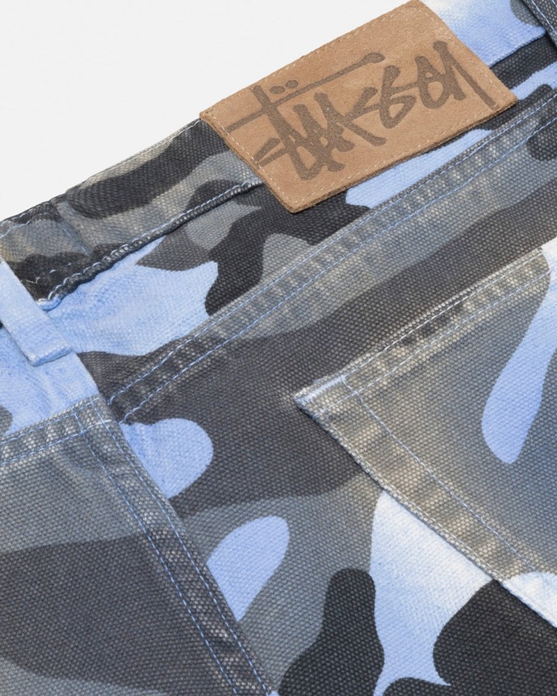 Calças Stussy BIG OL' JEAN SPRAY DYE CANVAS Azuis Camufladas | 97823-UHAK