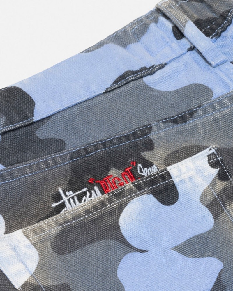 Calças Stussy BIG OL' JEAN SPRAY DYE CANVAS Azuis Camufladas | 97823-UHAK