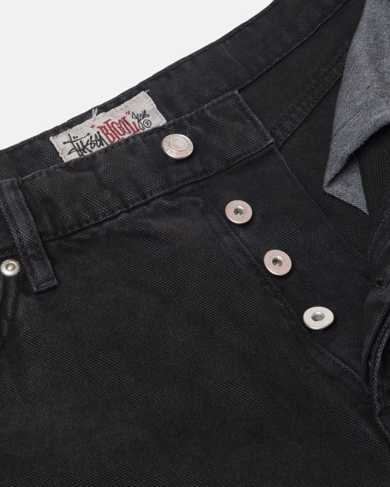 Calças Stussy BIG OL' JEAN WASHED CANVAS Pretas | 56712-YCSK