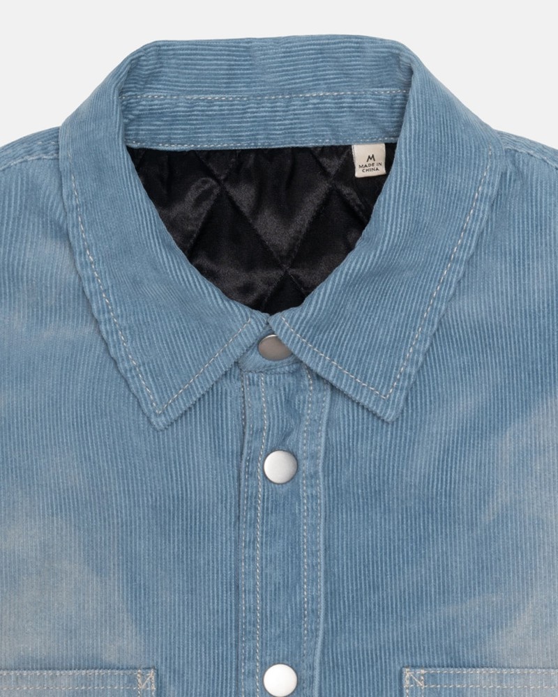 Camisas Stussy FADED CORDUROY OVERSHIRT Azuis | 82309-NWVS