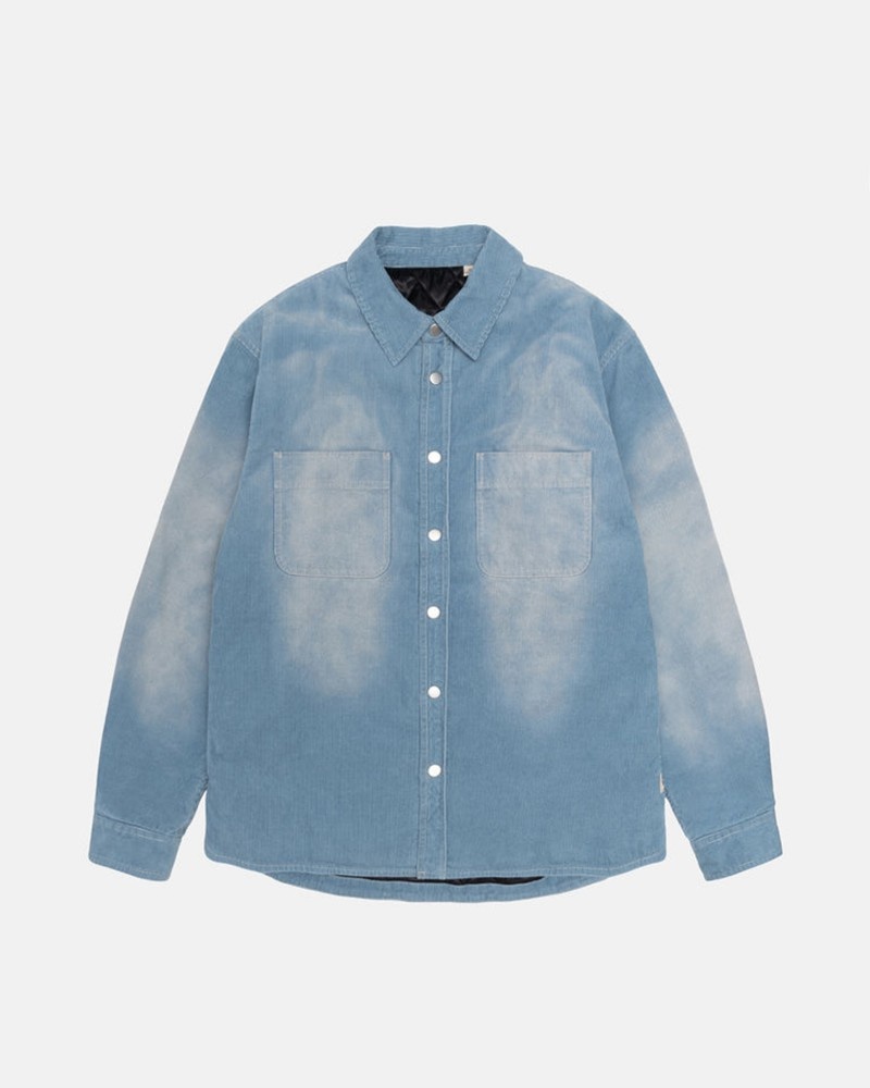 Camisas Stussy FADED CORDUROY OVERSHIRT Azuis | 82309-NWVS