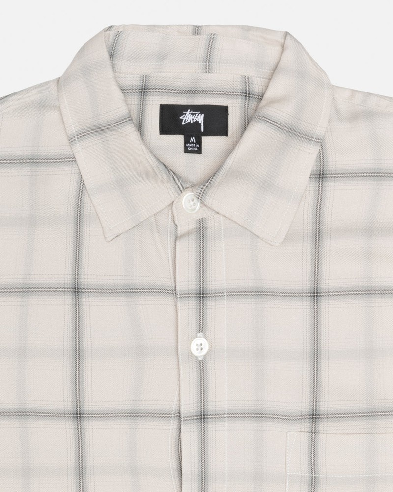 Camisas Stussy SHADOW PLAID RAYON Bege | 50961-BDEI