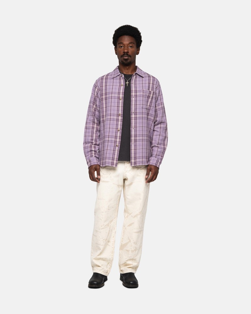 Camisas Stussy STONES PLAID Lavanda | 02935-TDAI