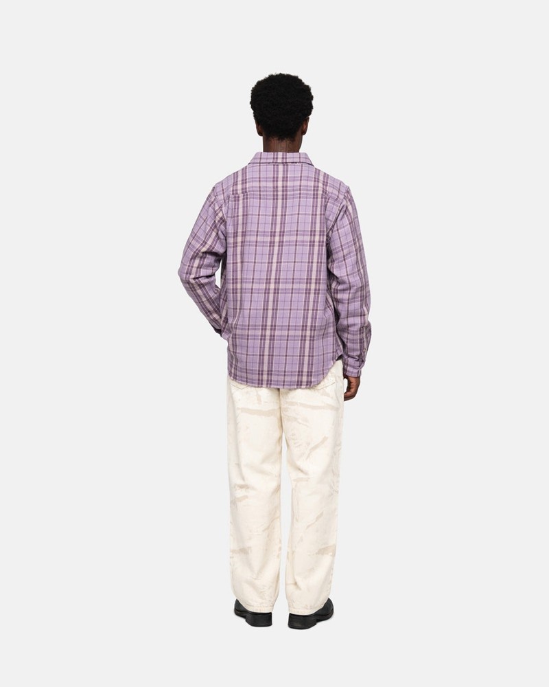 Camisas Stussy STONES PLAID Lavanda | 02935-TDAI