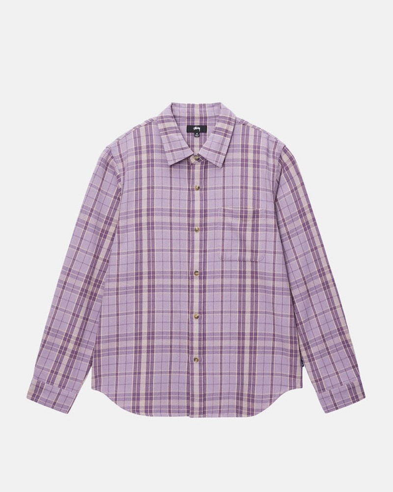 Camisas Stussy STONES PLAID Lavanda | 02935-TDAI