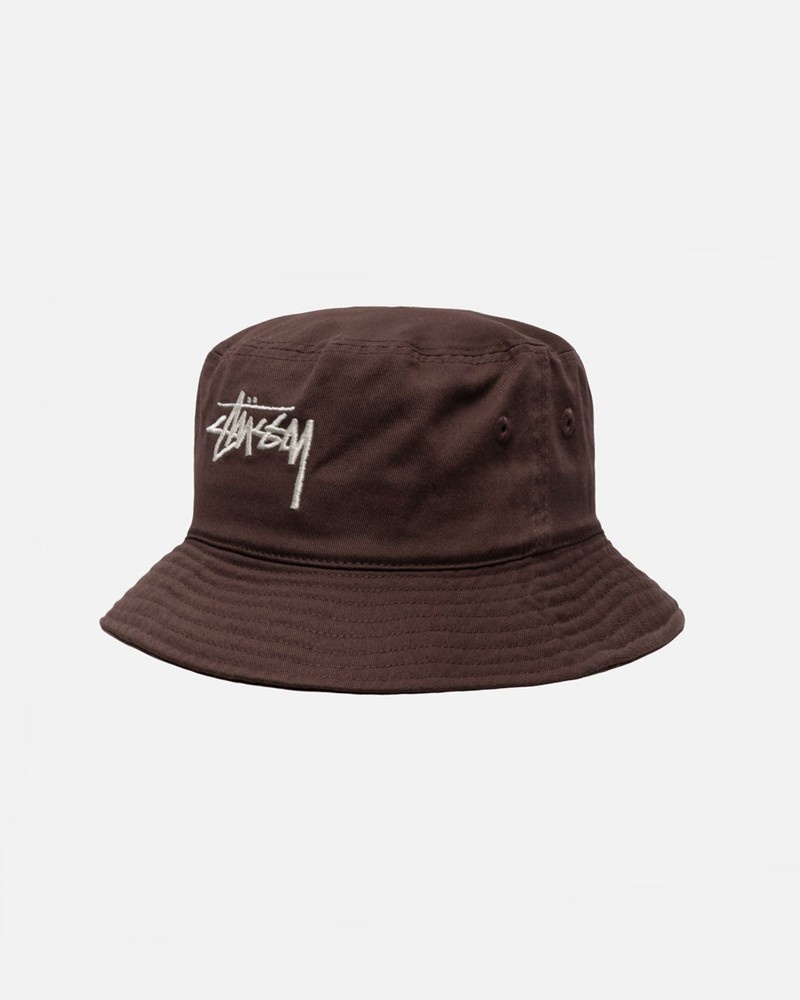 Chapéu Stussy BUCKET HAT BIG STOCK Chocolate | 95017-WQMY