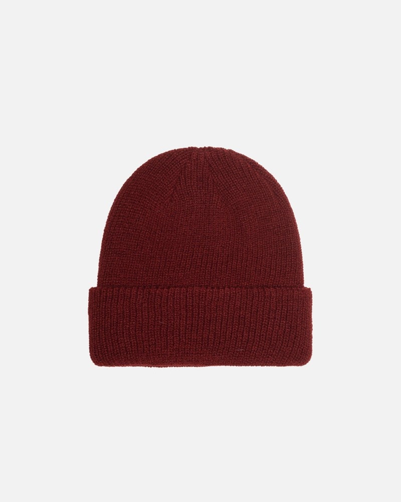 Chapéu Stussy CUFF BEANIE BASIC Vermelhas Escuro | 82074-BJSK