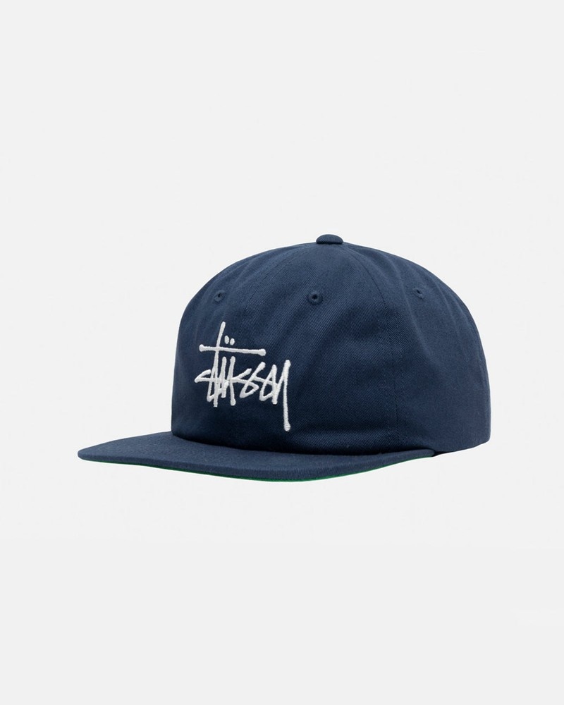 Chapéu Stussy MID-DEPTH BASIC STRAPBACK Azul Marinho | 48126-TFJQ