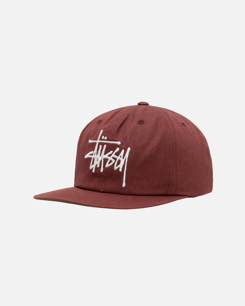 Chapéu Stussy MID-DEPTH BASIC STRAPBACK Vermelhas Marrom | 79803-DNKH