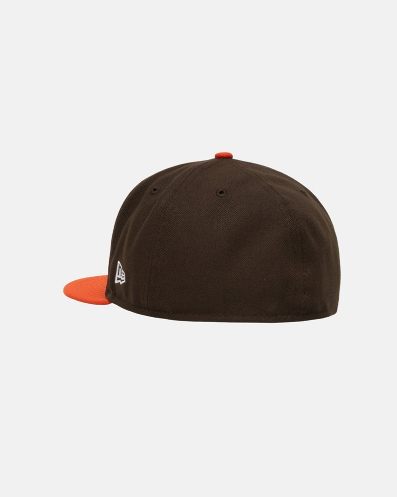 Chapéu Stussy NEW ERA 59FIFTY CURLY S Marrom Laranja | 69857-ZAXU