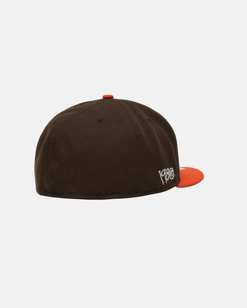 Chapéu Stussy NEW ERA 59FIFTY CURLY S Marrom Laranja | 69857-ZAXU