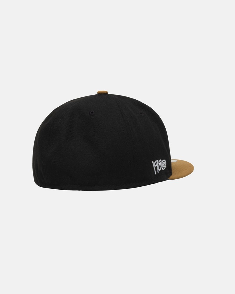 Chapéu Stussy NEW ERA 59FIFTY CURLY S Pretas Douradas | 62749-DAMT