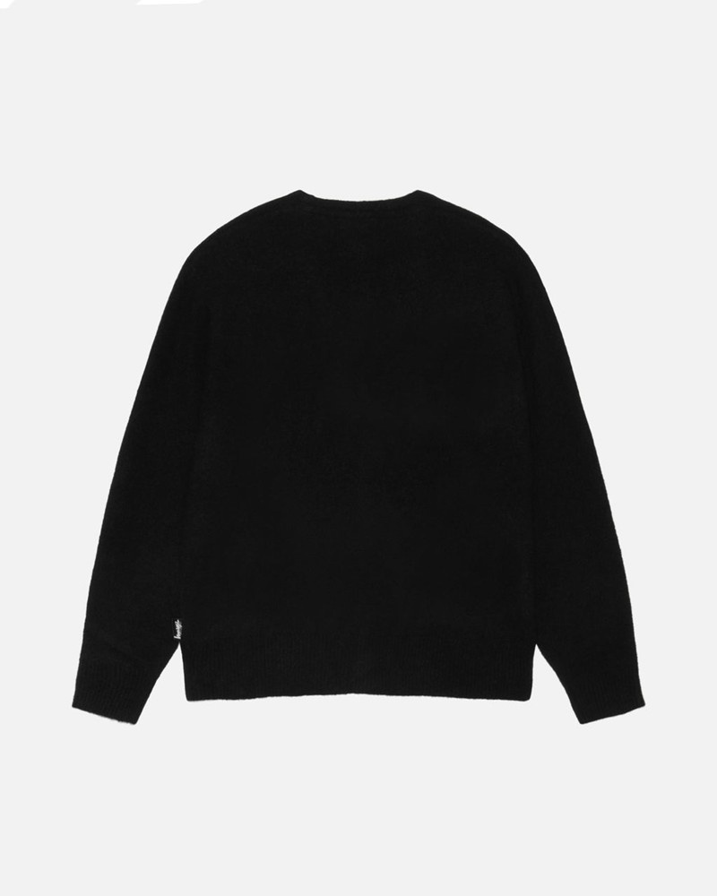 Knitted Stussy BRUSHED CARDIGAN Pretas | 15026-GHZO