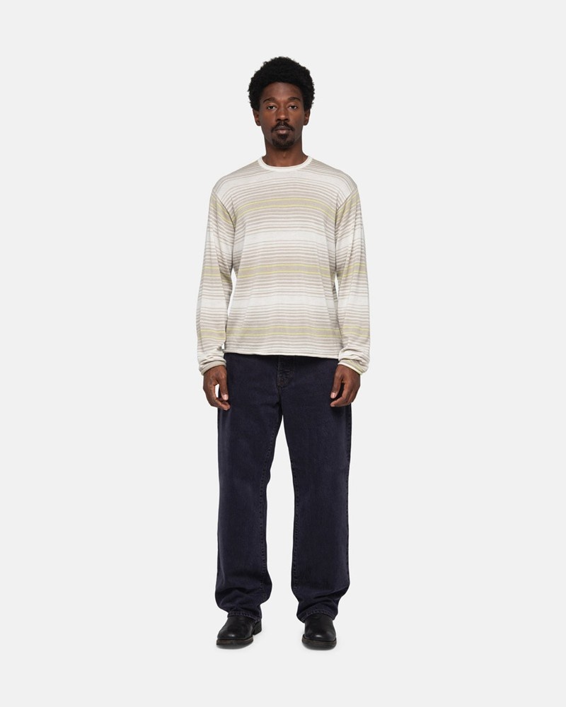 Knitted Stussy HORIZONTAL STRIPE Bege | 87126-YVHJ