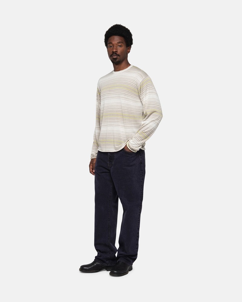 Knitted Stussy HORIZONTAL STRIPE Bege | 87126-YVHJ