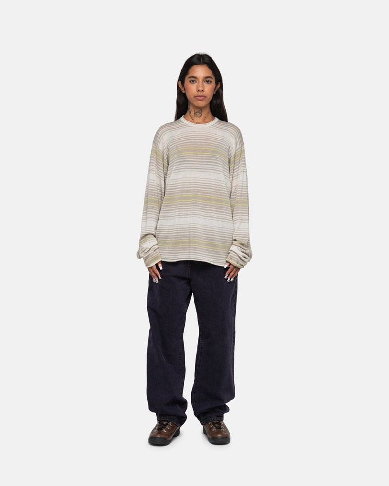 Knitted Stussy HORIZONTAL STRIPE Bege | 87126-YVHJ