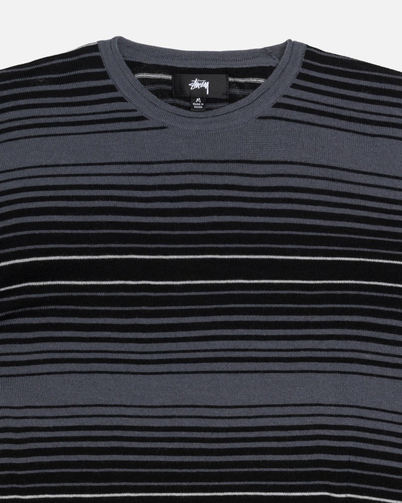 Knitted Stussy HORIZONTAL STRIPE Cinzentas | 23609-AGWF