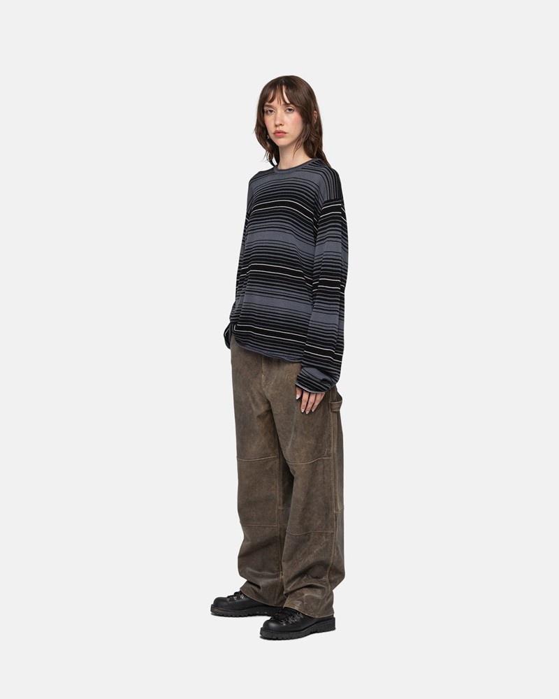 Knitted Stussy HORIZONTAL STRIPE Cinzentas | 23609-AGWF