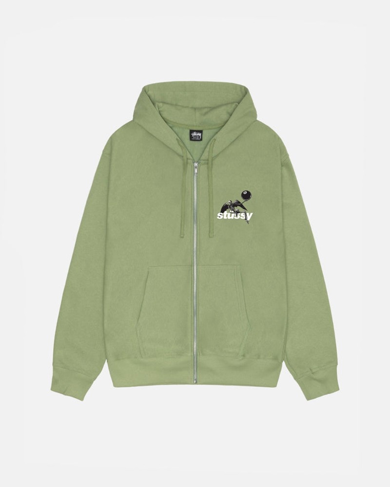 Moletom Stussy APOCALYPSE ZIP HOODIE Verdes | 50682-TYZQ