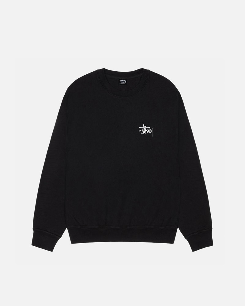 Moletom Stussy BASIC CREW PIGMENT DYED Pretas | 19576-FDJX