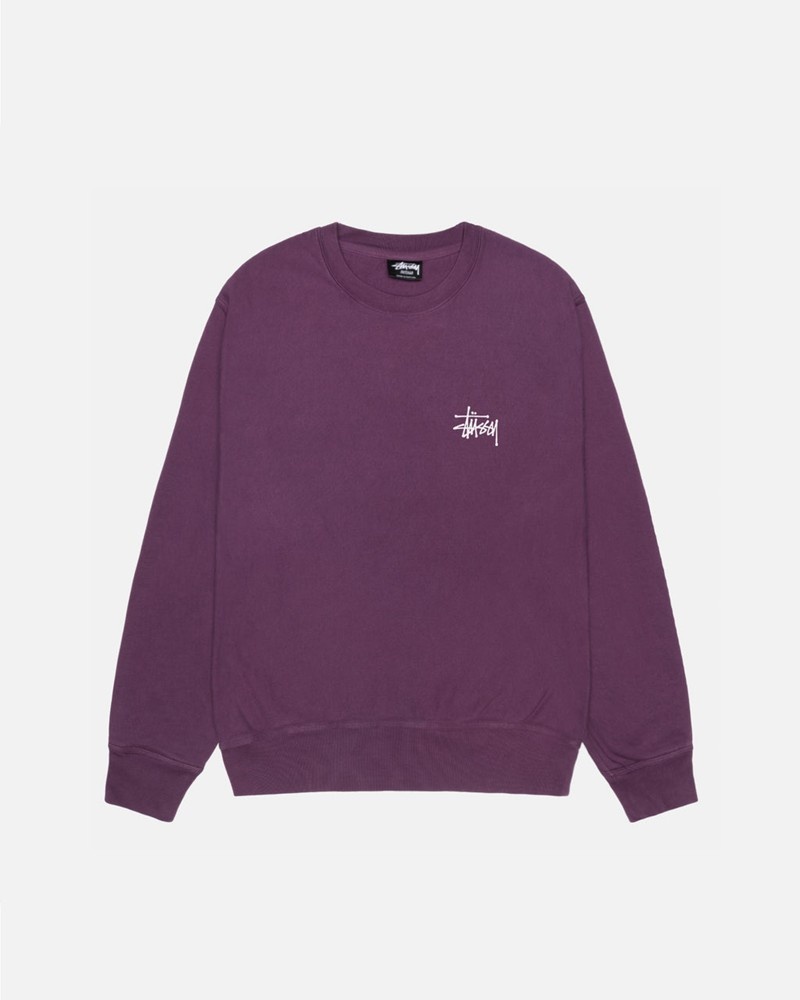 Moletom Stussy BASIC CREW PIGMENT DYED Roxo | 10938-LYKA