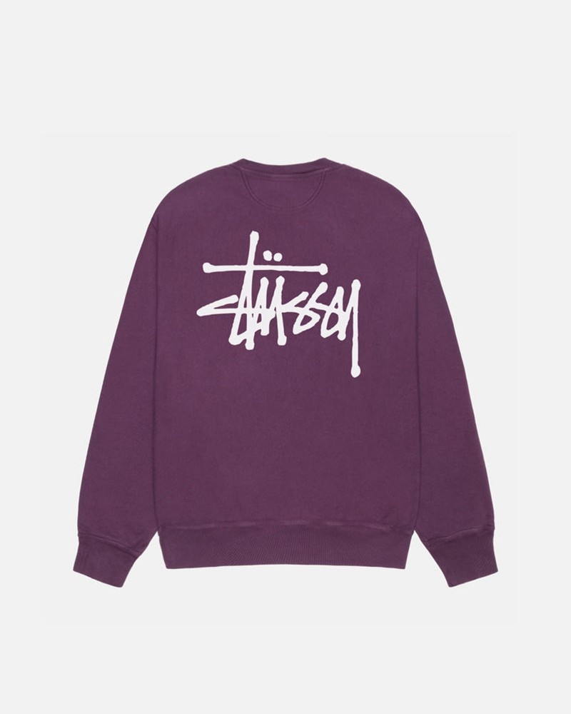 Moletom Stussy BASIC CREW PIGMENT DYED Roxo | 10938-LYKA