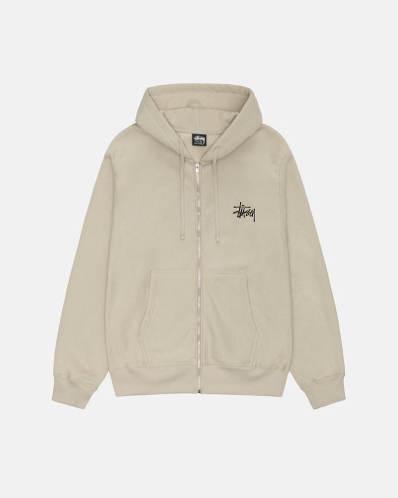 Moletom Stussy BASIC ZIP HOODIE Caqui | 53978-BDYJ