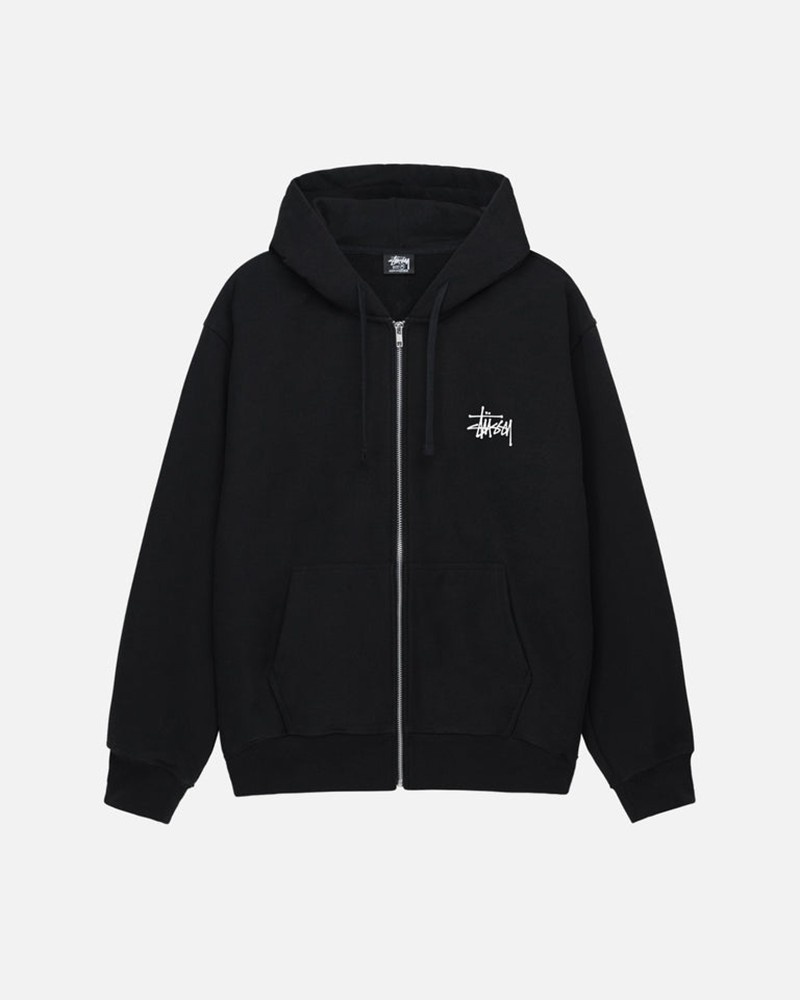 Moletom Stussy BASIC ZIP HOODIE Pretas | 35074-HTUF