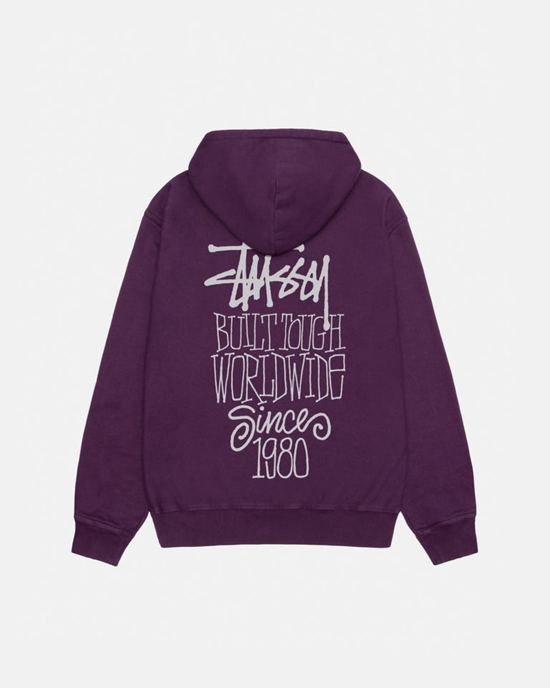 Moletom Stussy BUILT TOUGH HOODIE PIGMENT DYED Roxo | 52137-IQMA