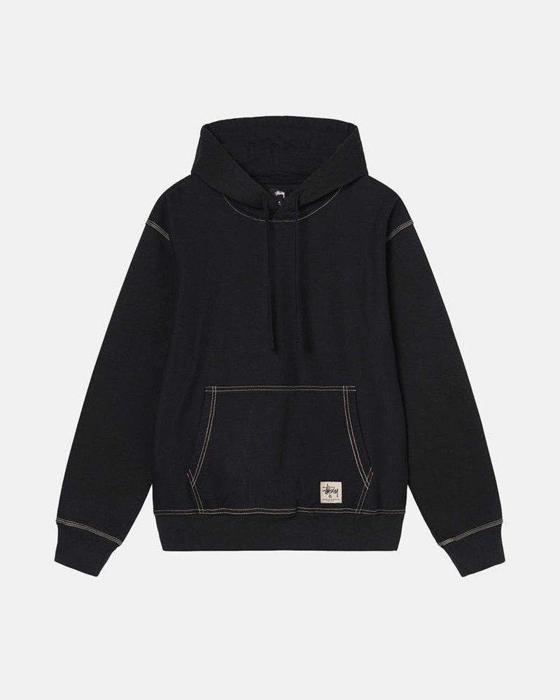 Moletom Stussy CONTRAST STITCH LABEL HOODIE Pretas | 68132-EUYB