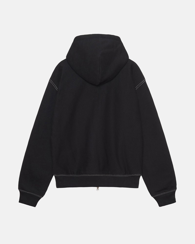 Moletom Stussy DOUBLE FACE LABEL ZIP HOODIE Pretas | 68501-VXCK