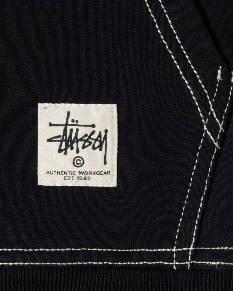 Moletom Stussy DOUBLE FACE LABEL ZIP HOODIE Pretas | 68501-VXCK