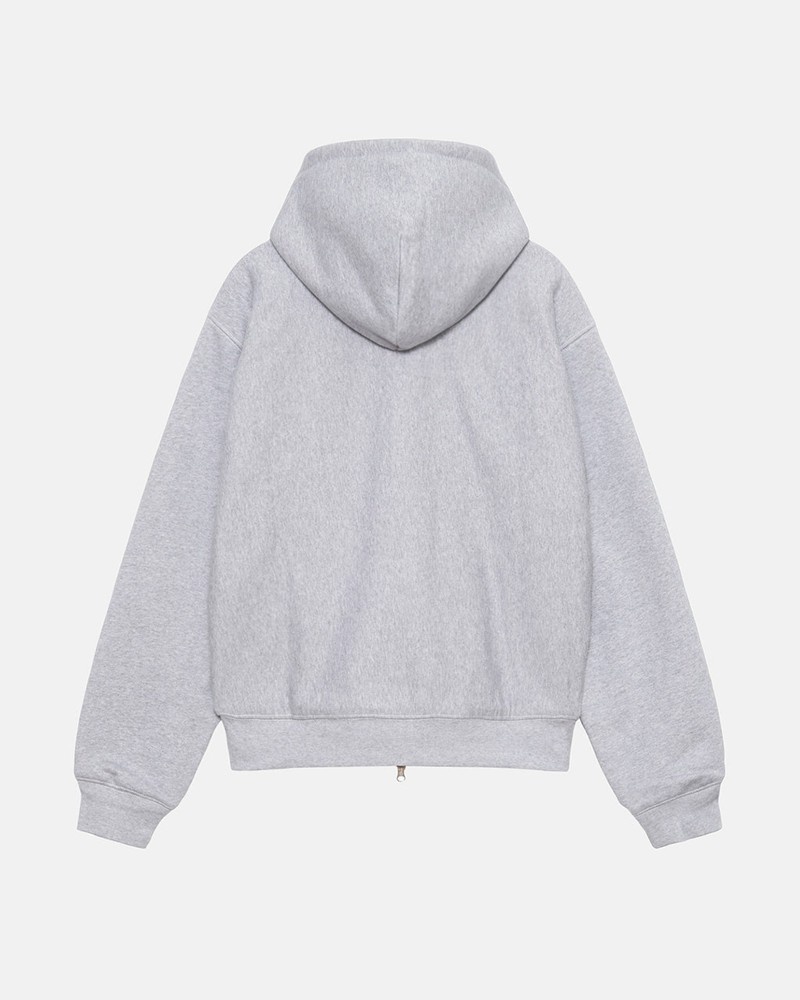 Moletom Stussy DOUBLE FACE LABEL ZIP HOODIE Cinzentas | 17639-HRNL