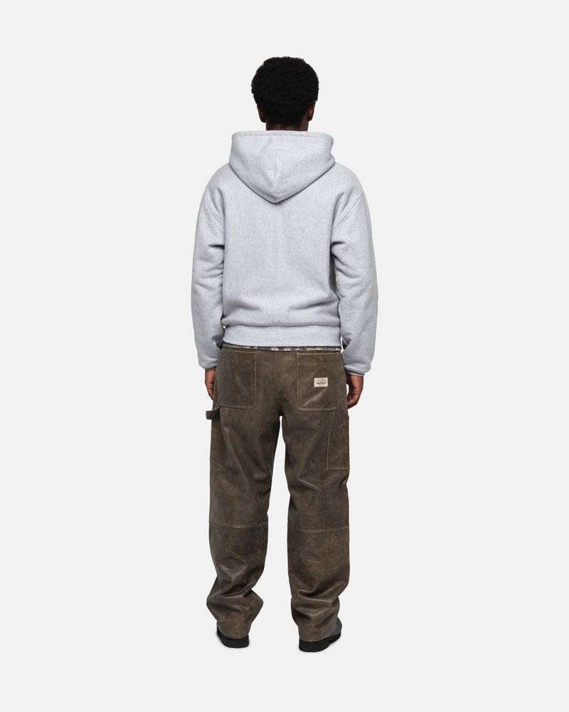 Moletom Stussy DOUBLE FACE LABEL ZIP HOODIE Cinzentas | 17639-HRNL