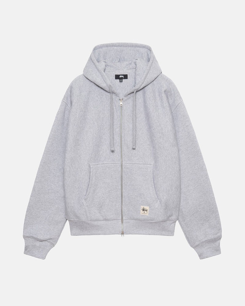 Moletom Stussy DOUBLE FACE LABEL ZIP HOODIE Cinzentas | 17639-HRNL