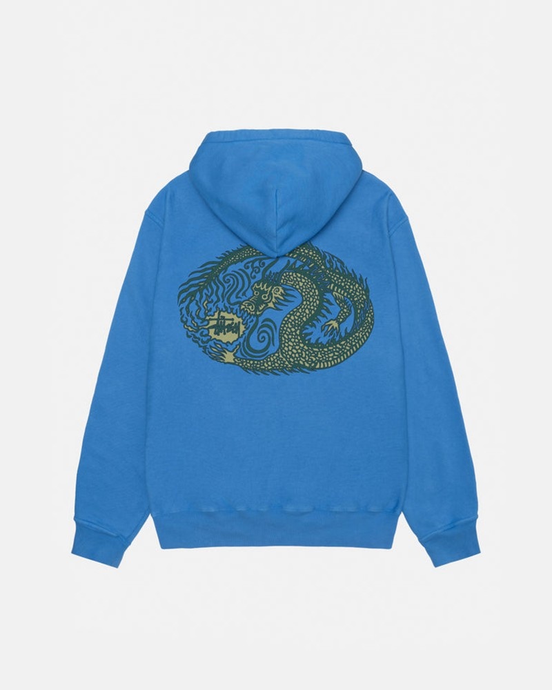 Moletom Stussy MOSAIC DRAGON HOODIE PIGMENT DYED Azuis | 60957-KMPN