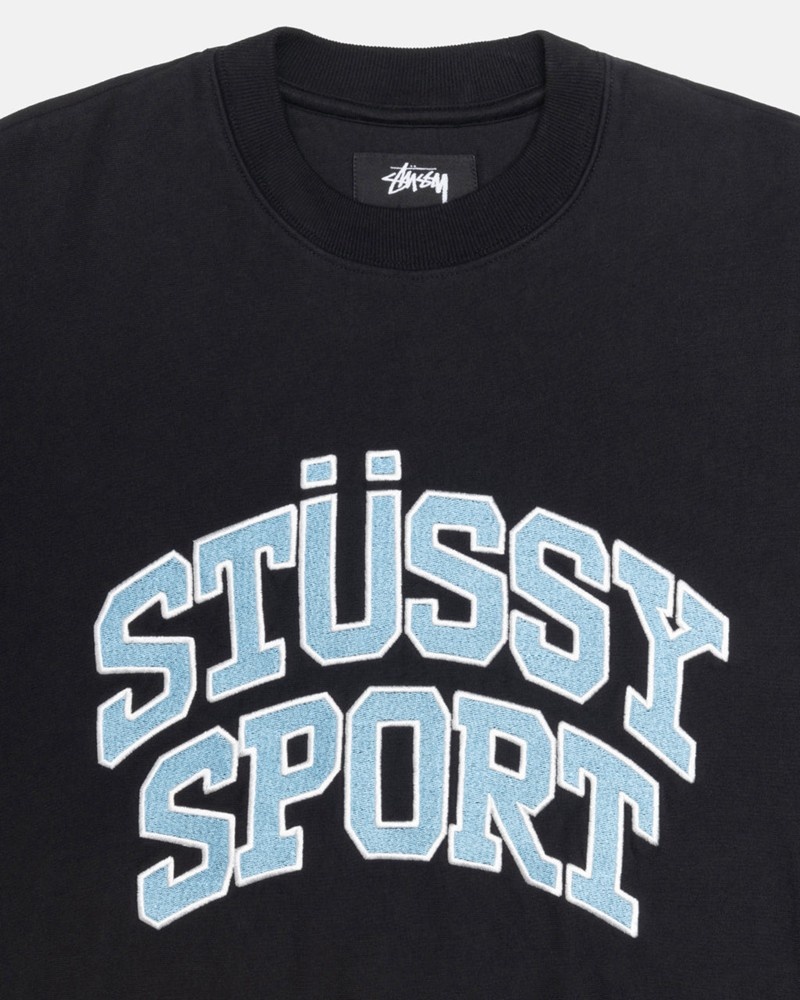 Moletom Stussy SPORT RELAXED OVERSIZED CREW Pretas | 83126-SJQV